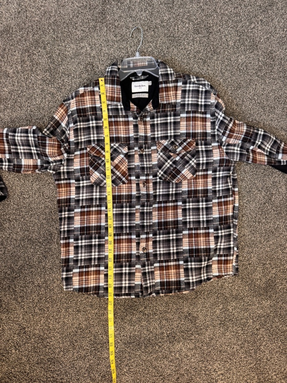 Goodfellow & Co Plaid Button-Up Shirt Jacket in Brown and Black Size Medium - Picture 9 of 9